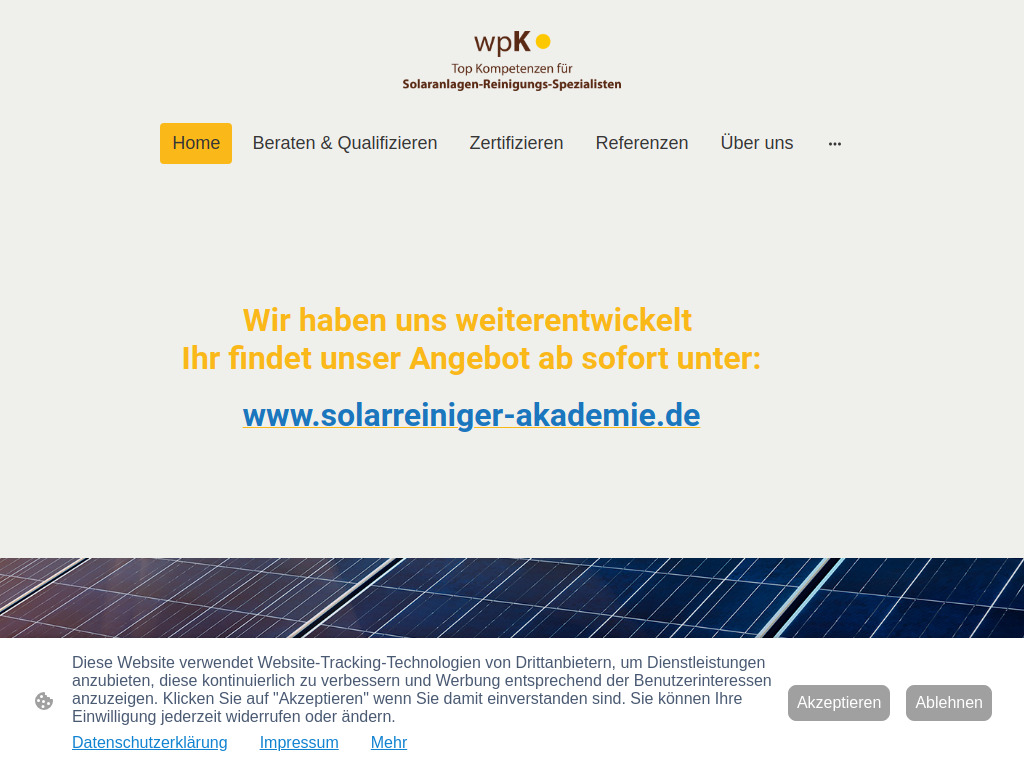 Website von wpK•Wenzel Präger – Solaranlagen - Reinigung Kompetenzzentrum UG (haftungsbeschränkt) in Engelsberg