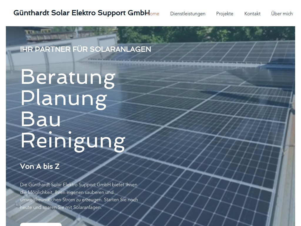 Website von Günthardt Solar Elektro Support GmbH in Regensdorf
