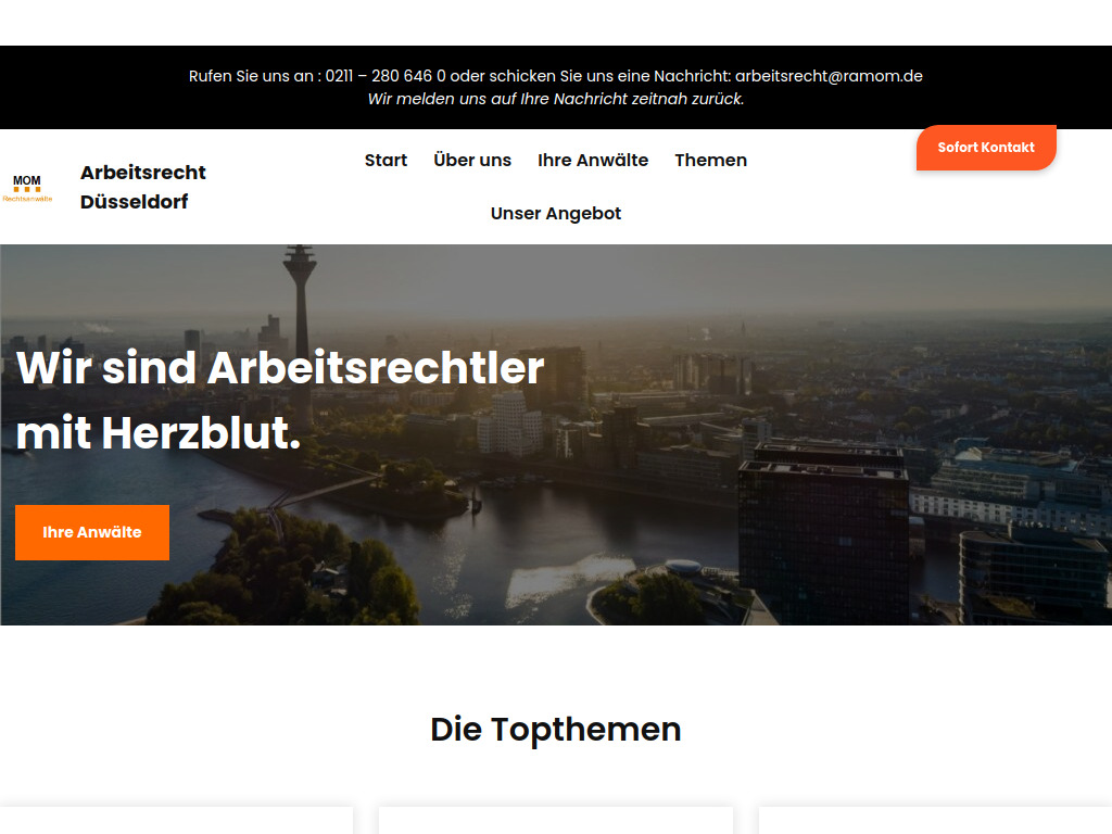 Website von Momberger Rechtsanwälte in Düsseldorf