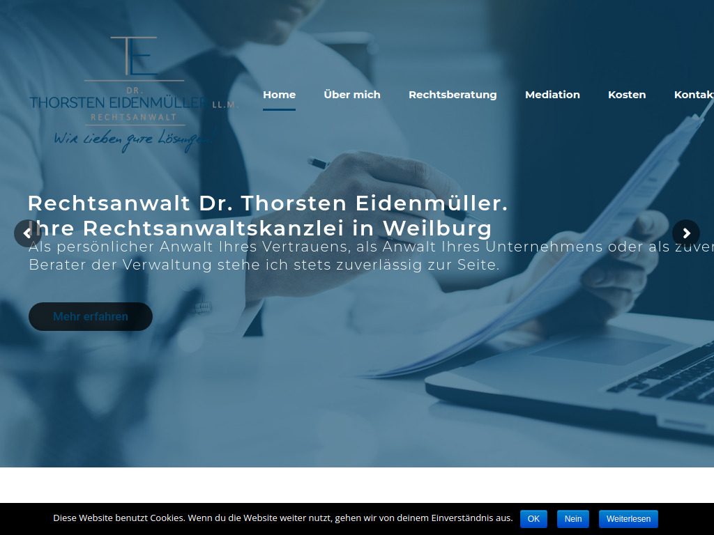 Website von Rechtsanwalt Dr. Thorsten Eidenmüller in Weilburg