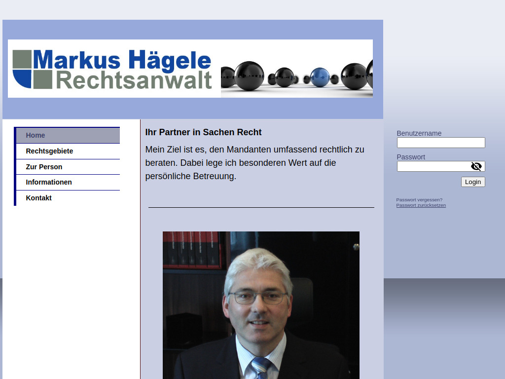 Website von Rechtsanwalt Markus Hägele