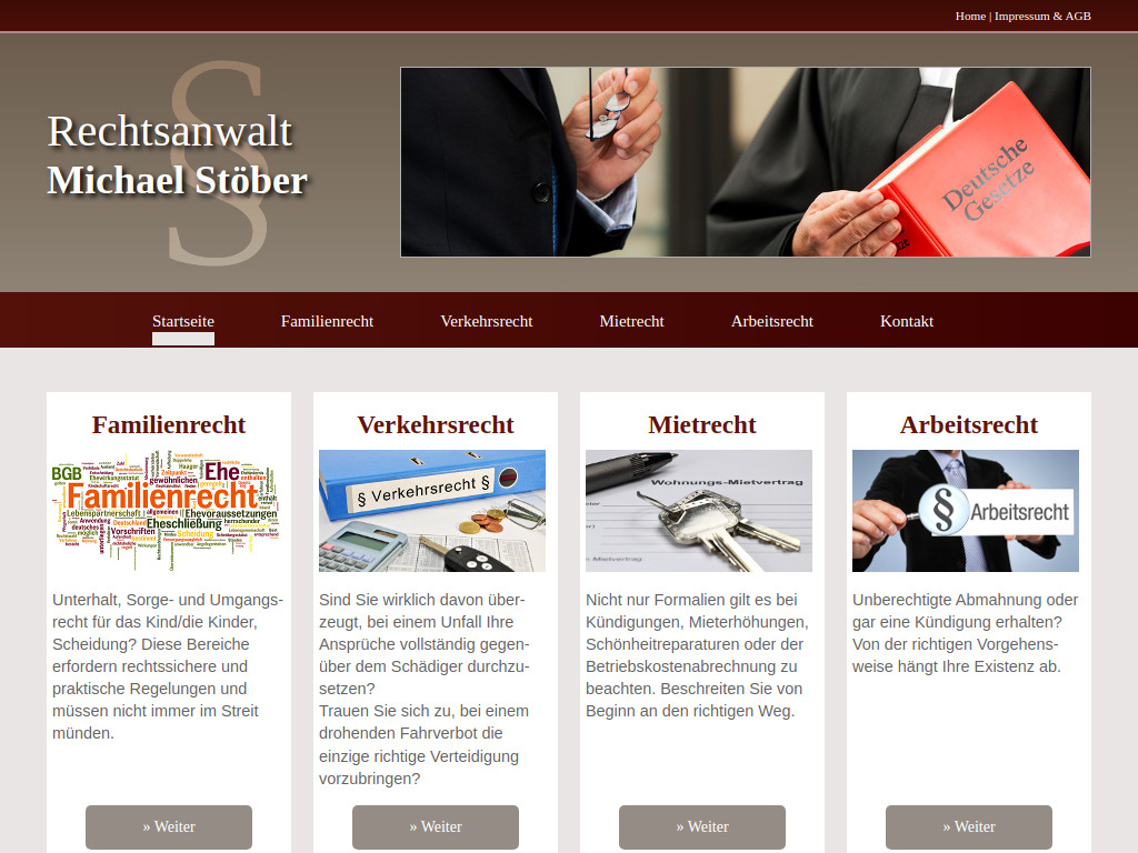 Website von Rechtsanwalt Michael Stöber in Solingen