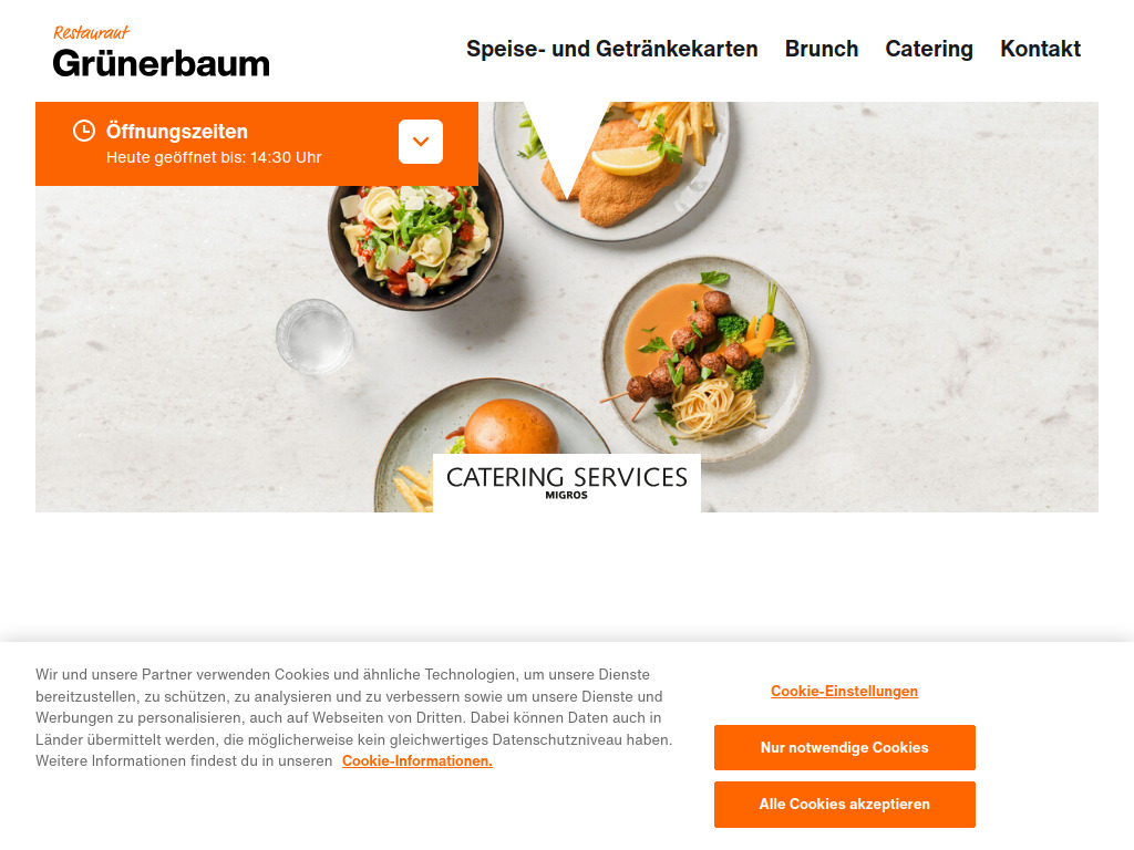 Website von Restaurant Grünerbaum - Neuhausen am Rheinfall in Neuhausen am Rheinfall