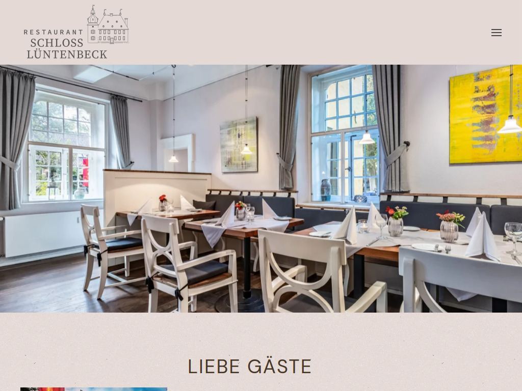 Website von Restaurant Schloss Lüntenbeck GmbH in Wuppertal
