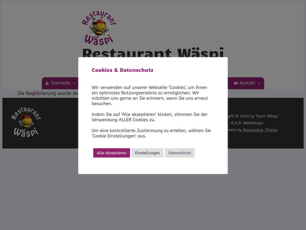 Website von Restaurant Wäspi in Niederuzwil