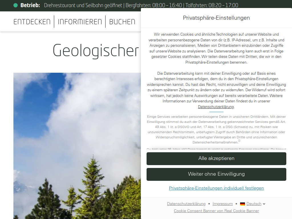 Website von Geologischer Panoramaweg - Hoher Kasten