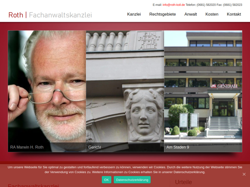 Website von Roth Fachanwaltskanzlei in Saarbrücken