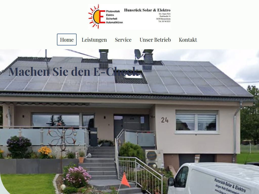 Website von Hunsrück Solar & Elektro in Braunshorn
