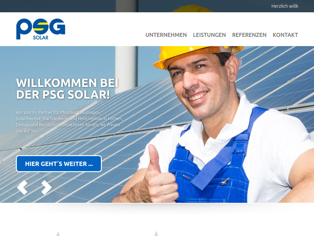 Website von PSG Solar GmbH