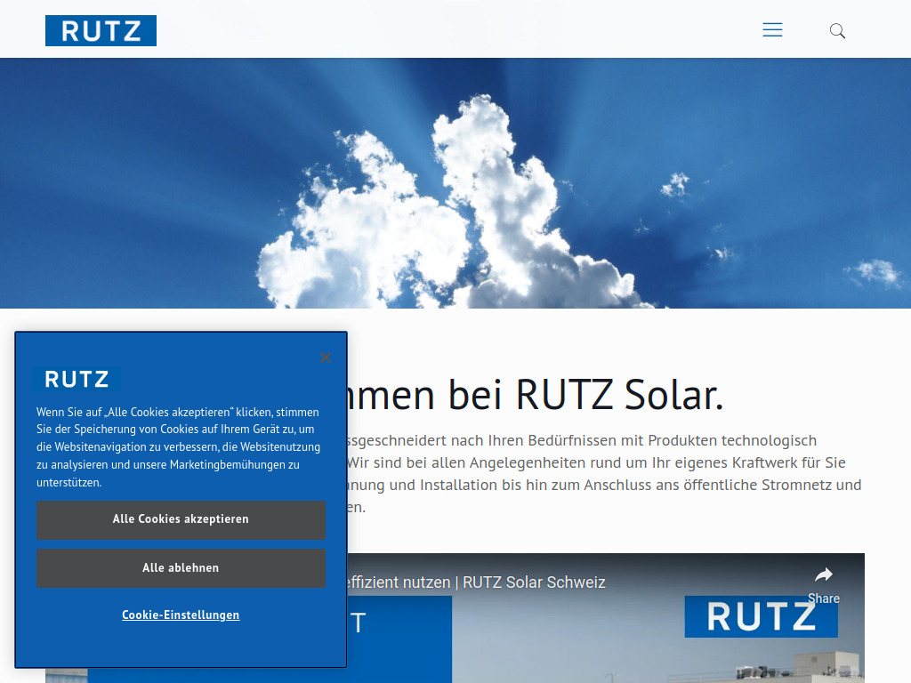 Website von RUTZ Gruppe AG in Rümlang