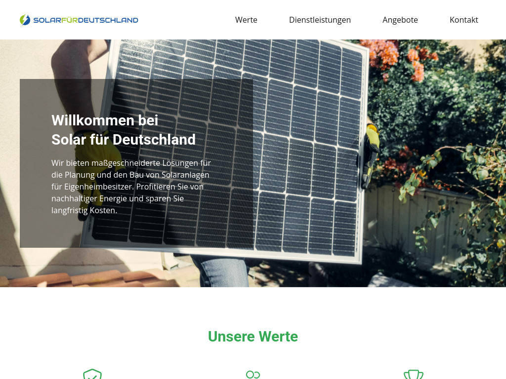 Website von SFD Solar für Deutschland GmbH in Köln