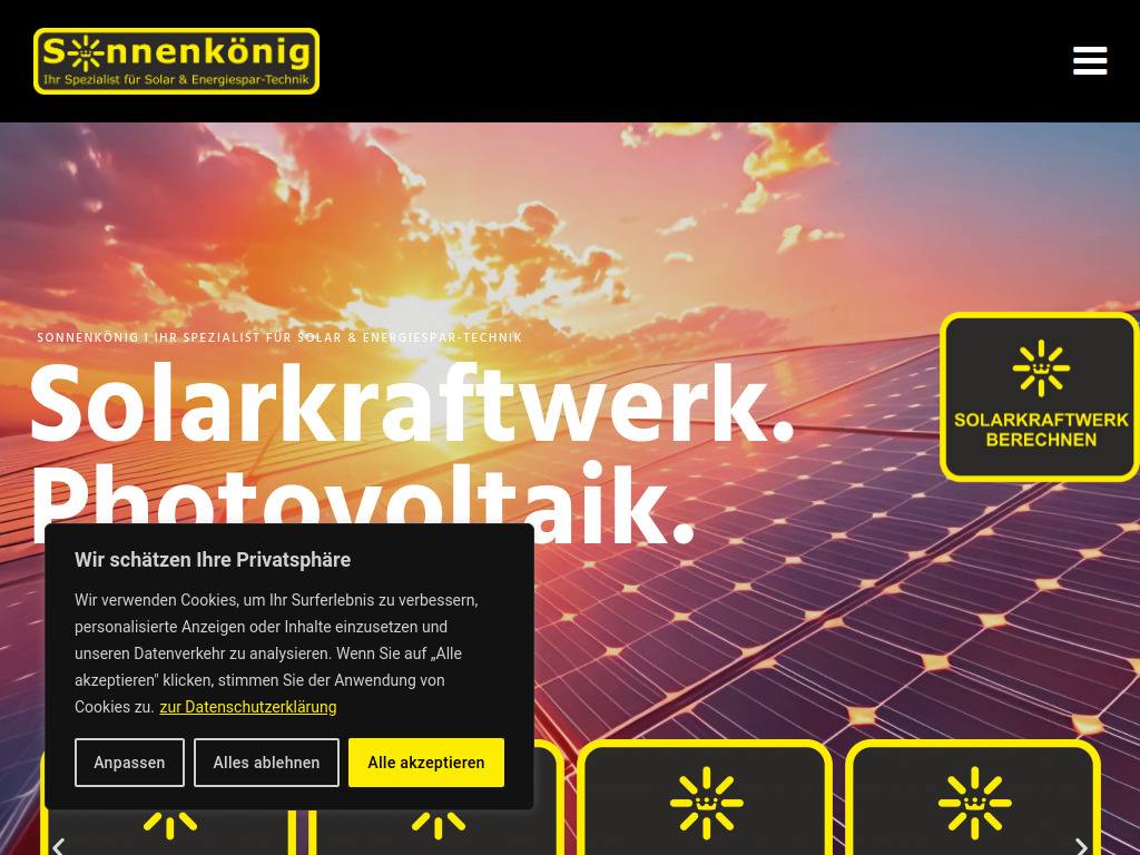 Website von Sonnenkönig Spezialist für Solar & Energiespar-Technik GmbH & Co. KG in Nieder-Olm