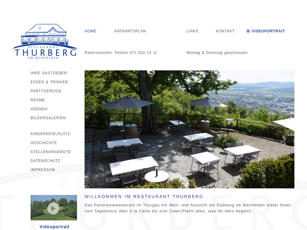 Website von Restaurant Thurberg in Weinfelden