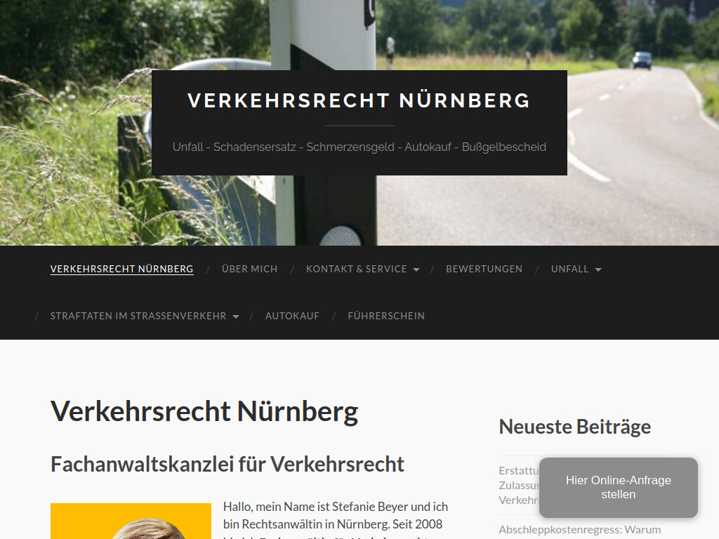 Website von Kanzlei Verkehrsrecht Nürnberg in Nürnberg