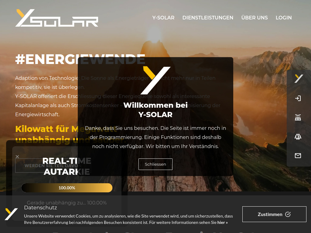 Website von Y-SOLAR Analytics GmbH in Solothurn