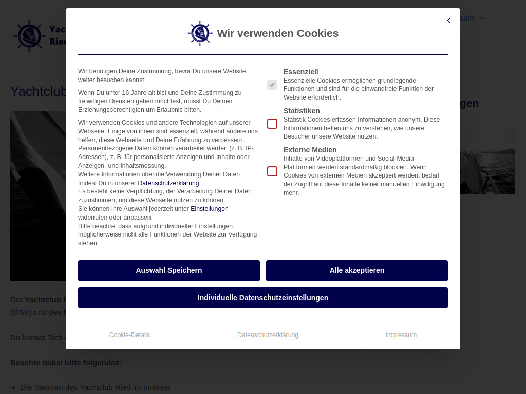 Website von Yachtclub Ried im Innkreis in Andorf