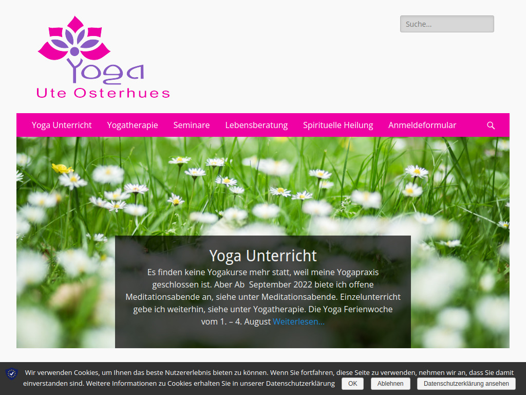 Website von Yogapraxis Osterhues in Lengerich