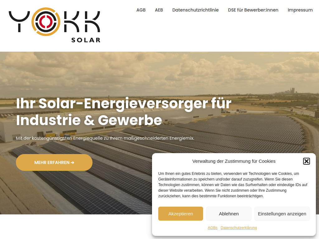 Website von Yokk Solar GmbH in Leipzig