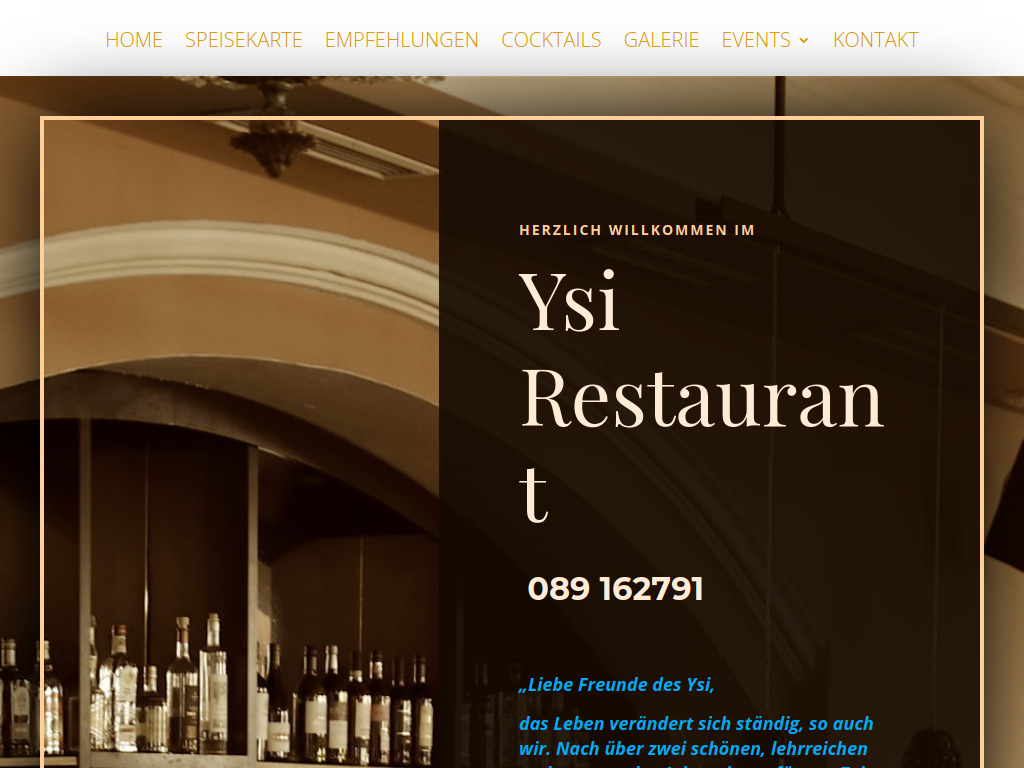 Website von Ysi-Restaurant GmbH in München