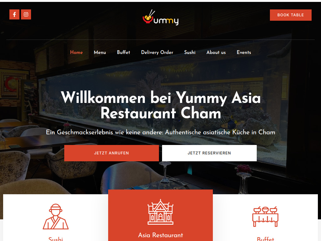 Website von Yummy Asia Restaurant Cham in Cham