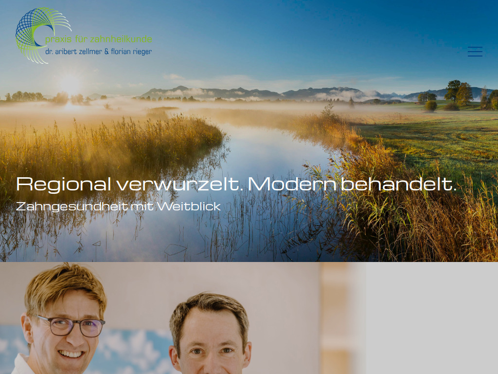 Website von Home - Zahnheilkunde Dr. A. Zellmer & F. Rieger in Peißenberg