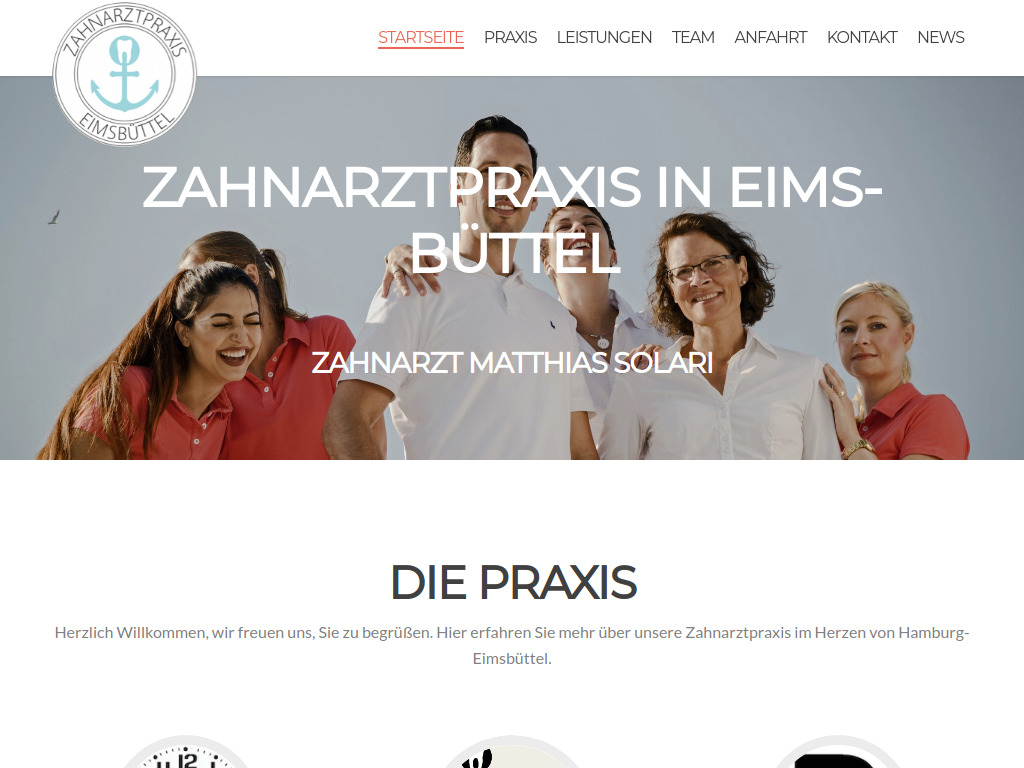 Website von Zahnarztpraxis Matthias Solari in Hamburg