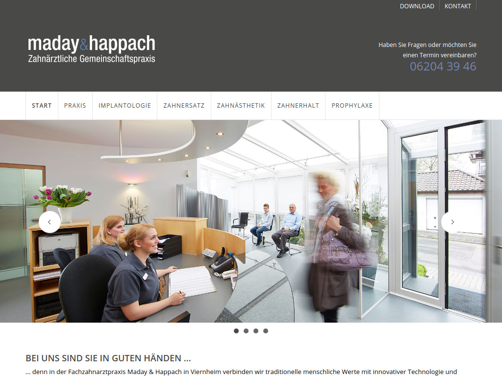 Website von Zahnärztliche Gemeinschaftspraxis Dr. Wolfgang Maday | Dirk Maday | Melanie Happach in Viernheim