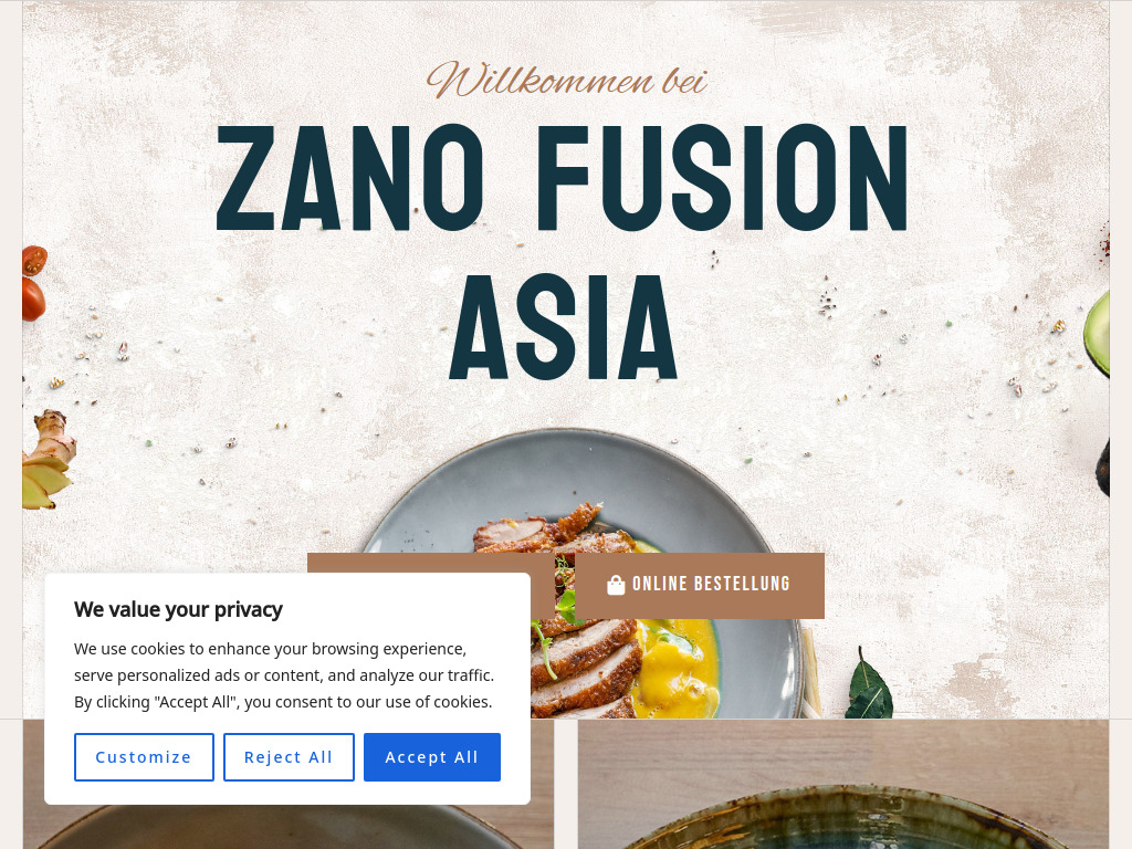 Website von ZANO FusionAsia in Wien