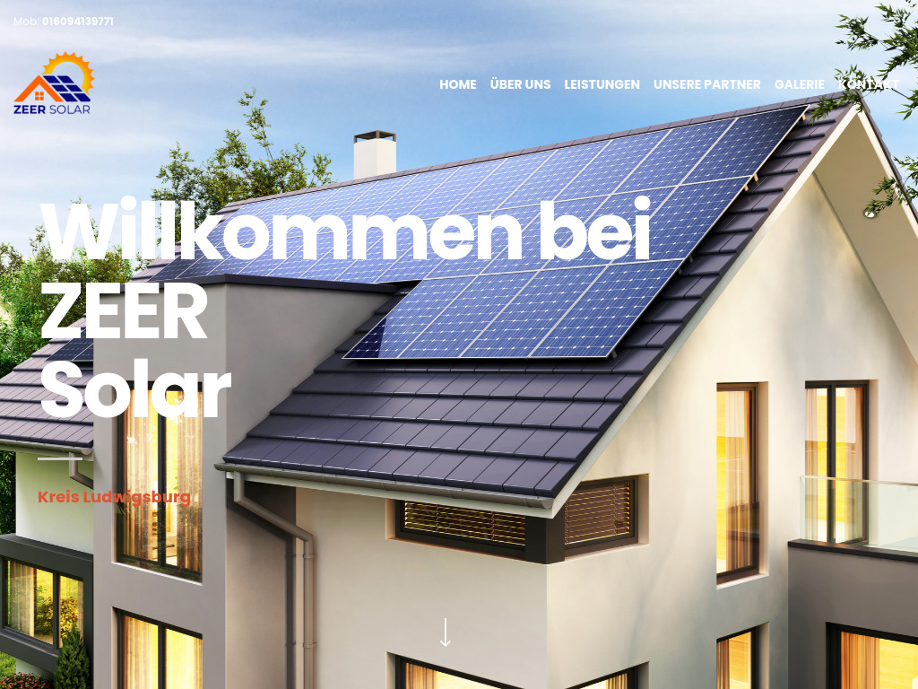 Website von ZEER Solar in Ludwigsburg