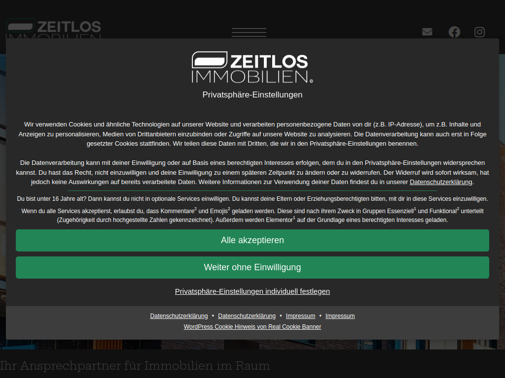 Website von ZEITLOS Immobilien GmbH in Kirchlinteln