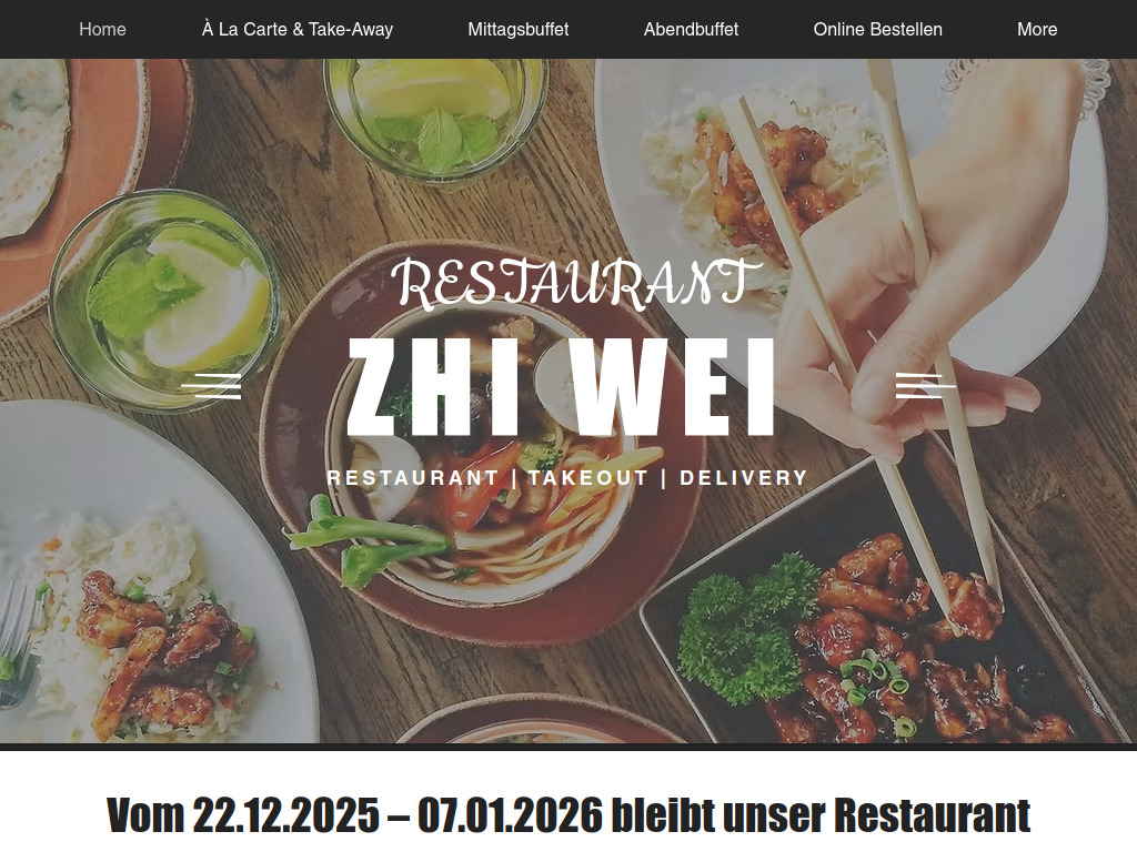 Website von Restaurant Zhi Wei in Rapperswil-Jona