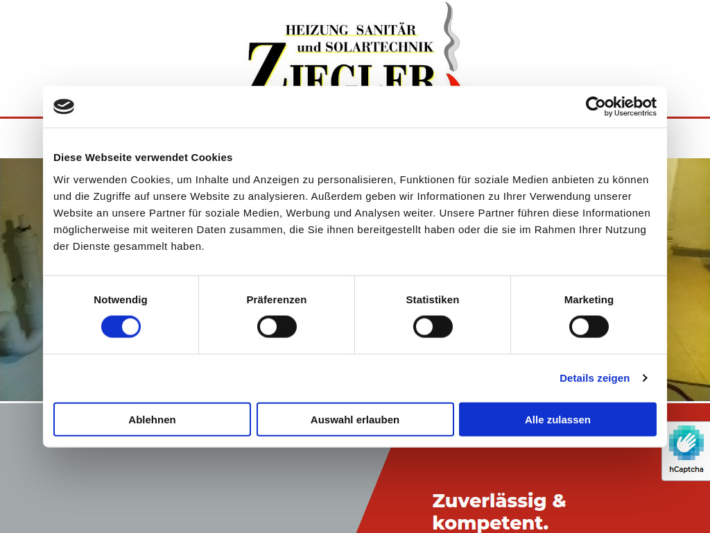 Website von Joachim Ziegler Heizungsbau in Sachsen bei Ansbach