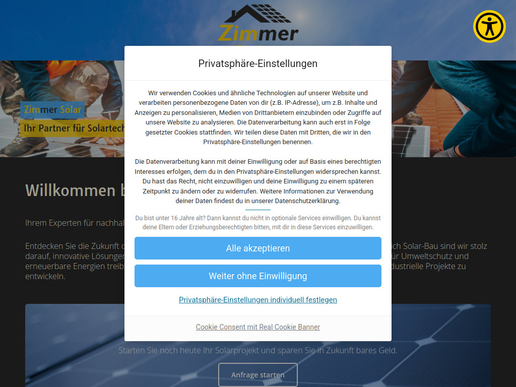Website von Zimmer Solar in Wittlich