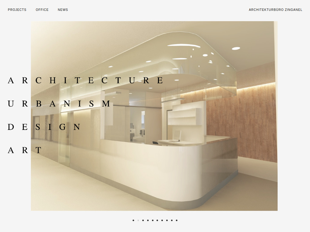 Website von Zinganel Architektur Büro in Graz