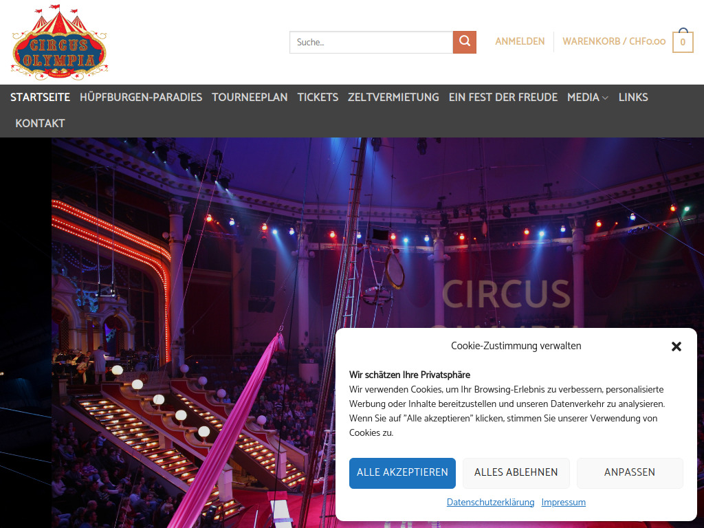 Website von Circus Olympia in Hallau