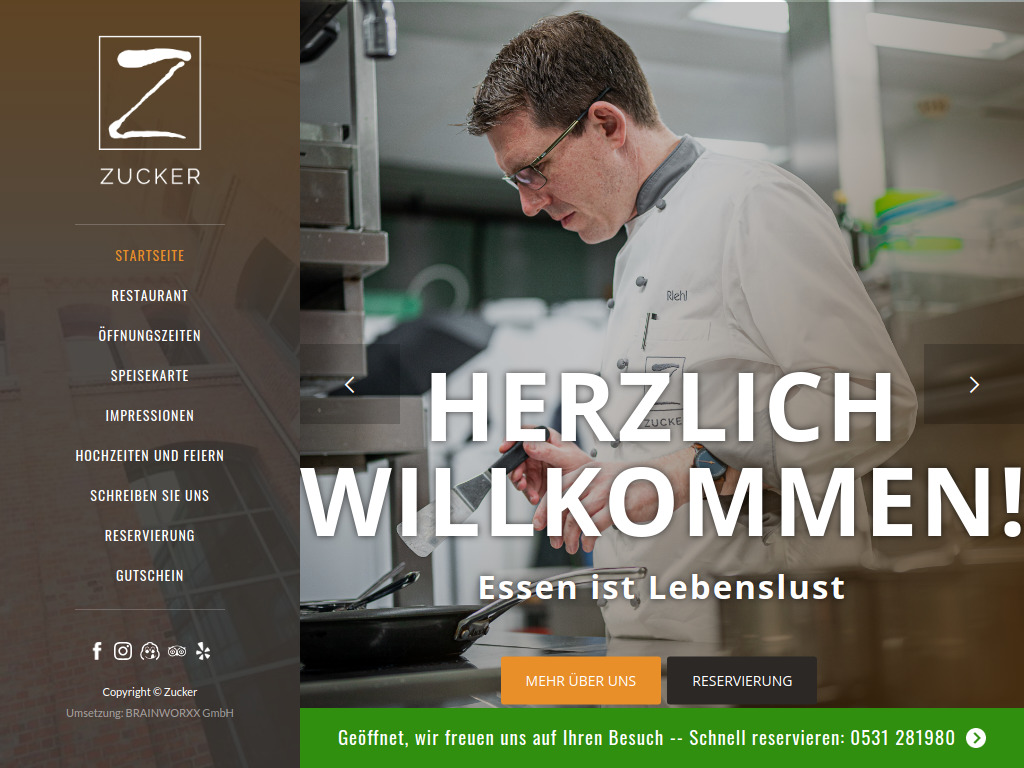 Website von Zucker Gastronomie GmbH in Braunschweig