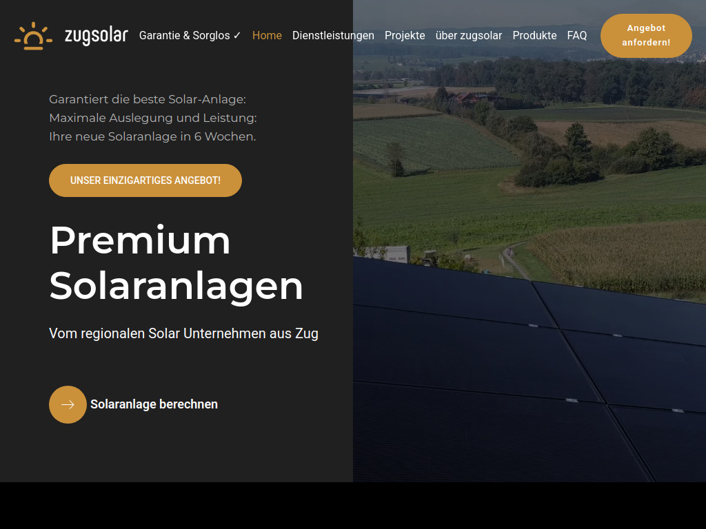Website von Nachhaltige Solar Anlagen im Kanton Zug - zugsolar
