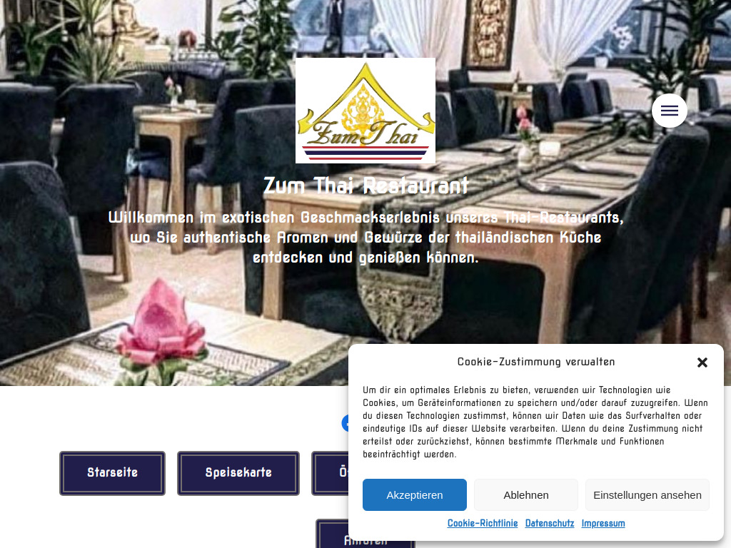 Website von Zum Thai Restaurant in Pfinztal
