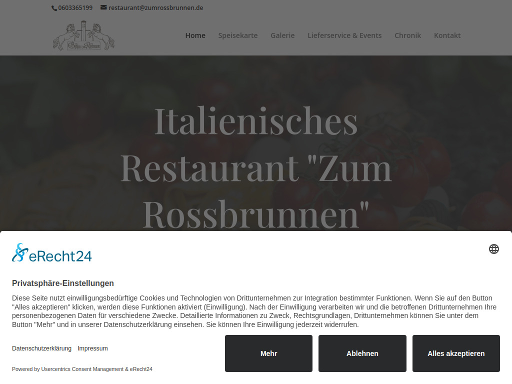 Website von Gasthaus Zum Rossbrunnen in Butzbach