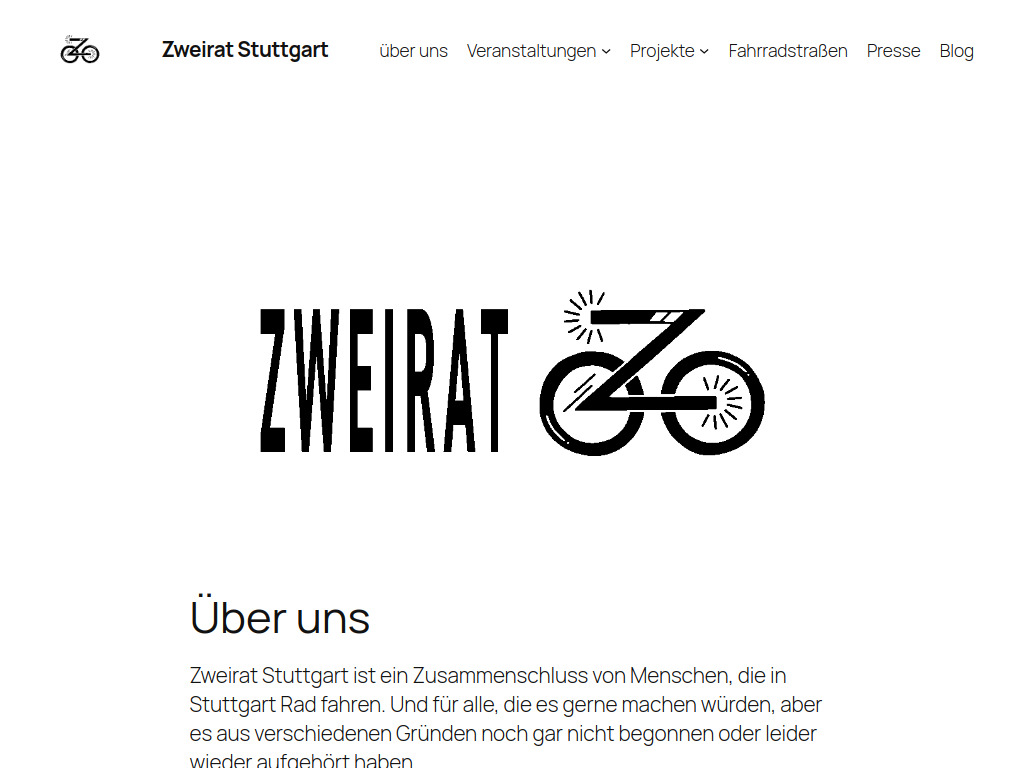 Website von Zweirat Stuttgart in Stuttgart